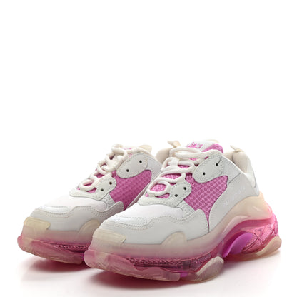 Balenciaga Fabric Mesh Clear Sole Womens Triple S Sneakers 36 White Pink 3 of 10