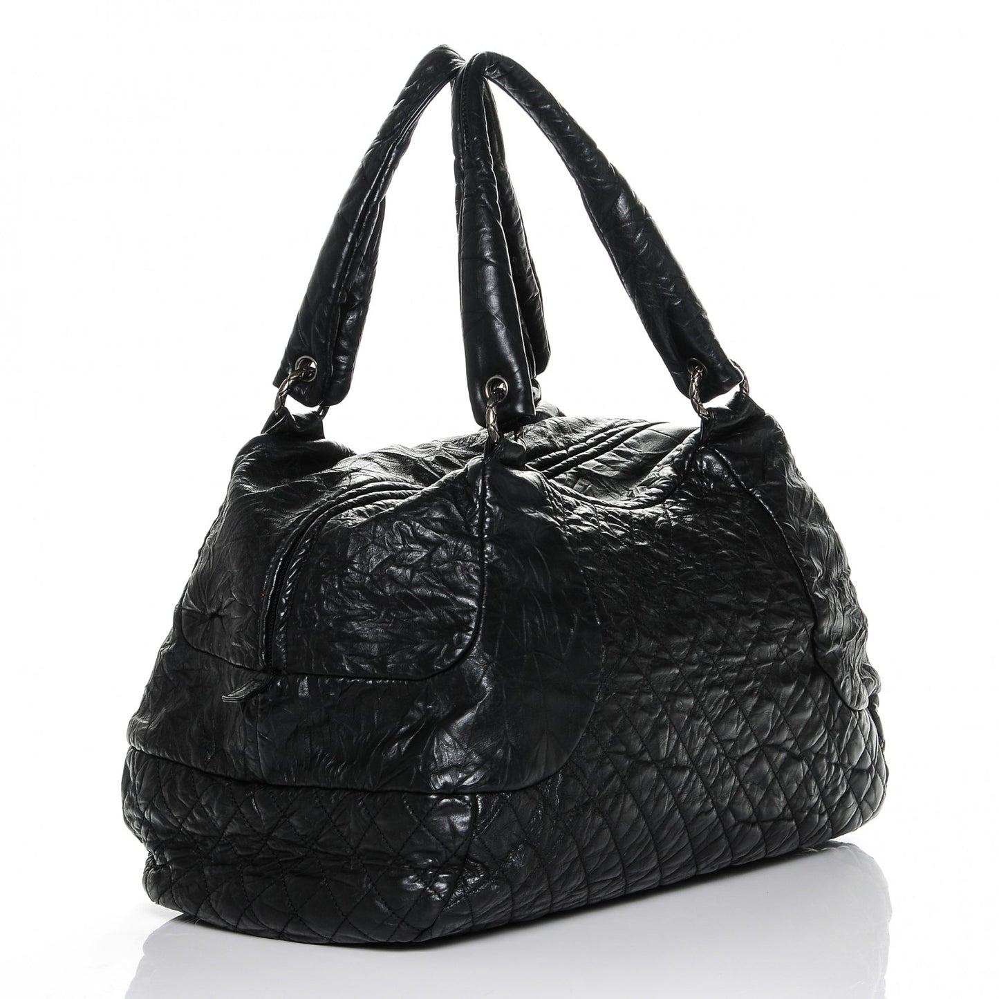 Aged Calfskin Coco Rider Bowling Bag Black