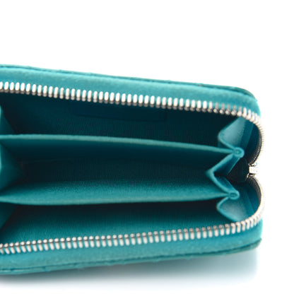 Chanel Patent Chevron Quilted Zip Around Coin Purse Turquoise 5 of 11