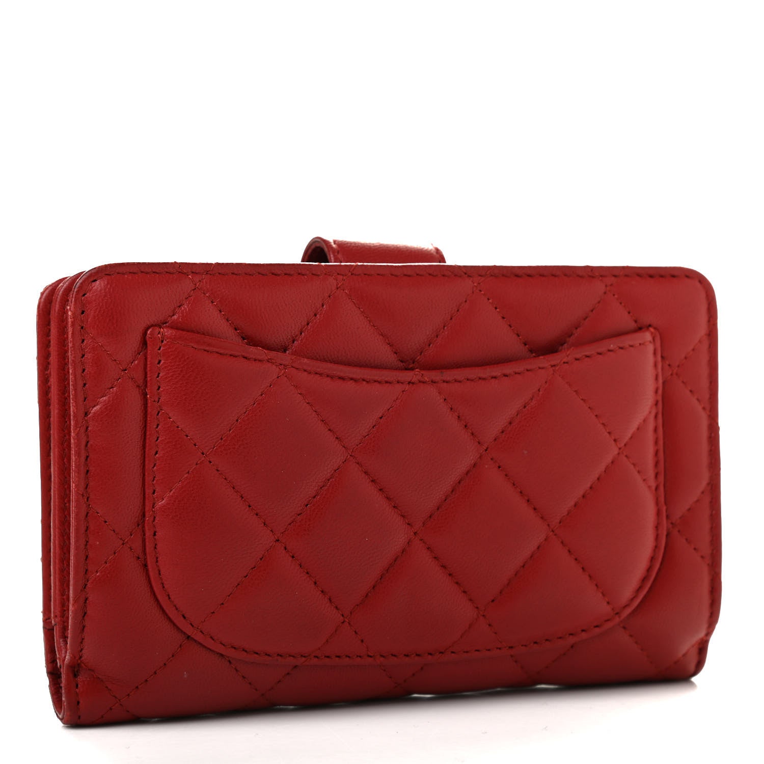 Chanel Lambskin Quilted Zipped Pocket Wallet Red 3 of 16