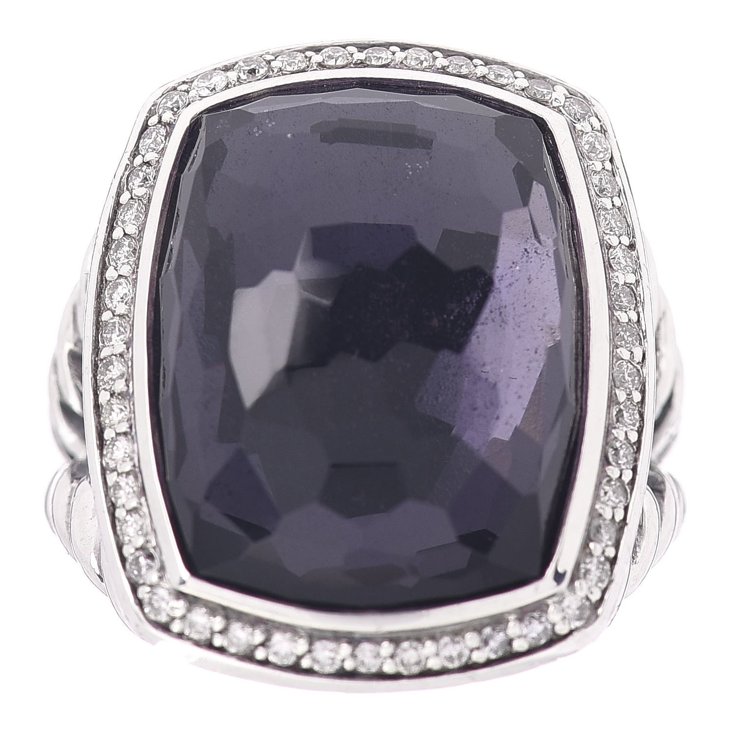 David Yurman Sterling Silver Diamond Black Orchid 20mm Albion Ring 54 6.75 1 of 5