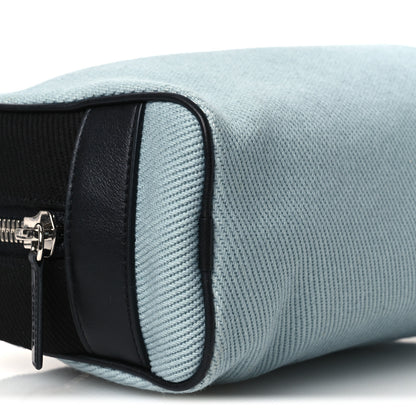 Chanel Canvas Calfskin Large Zippered Pouch Blue Black 9 of 10