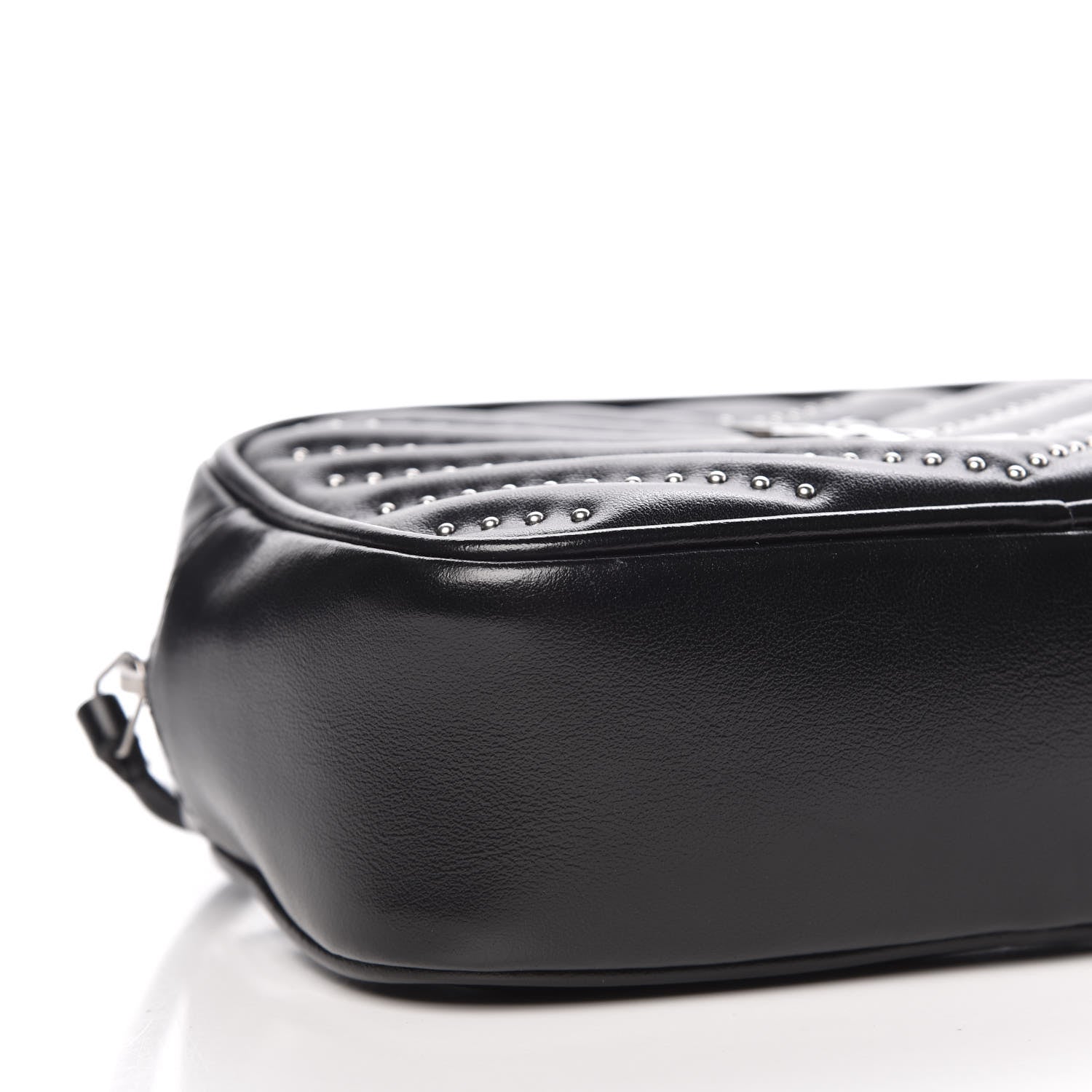 Saint Laurent Calfskin Matelasse Studded Monogram Lou Belt Bag Black 8 of 11