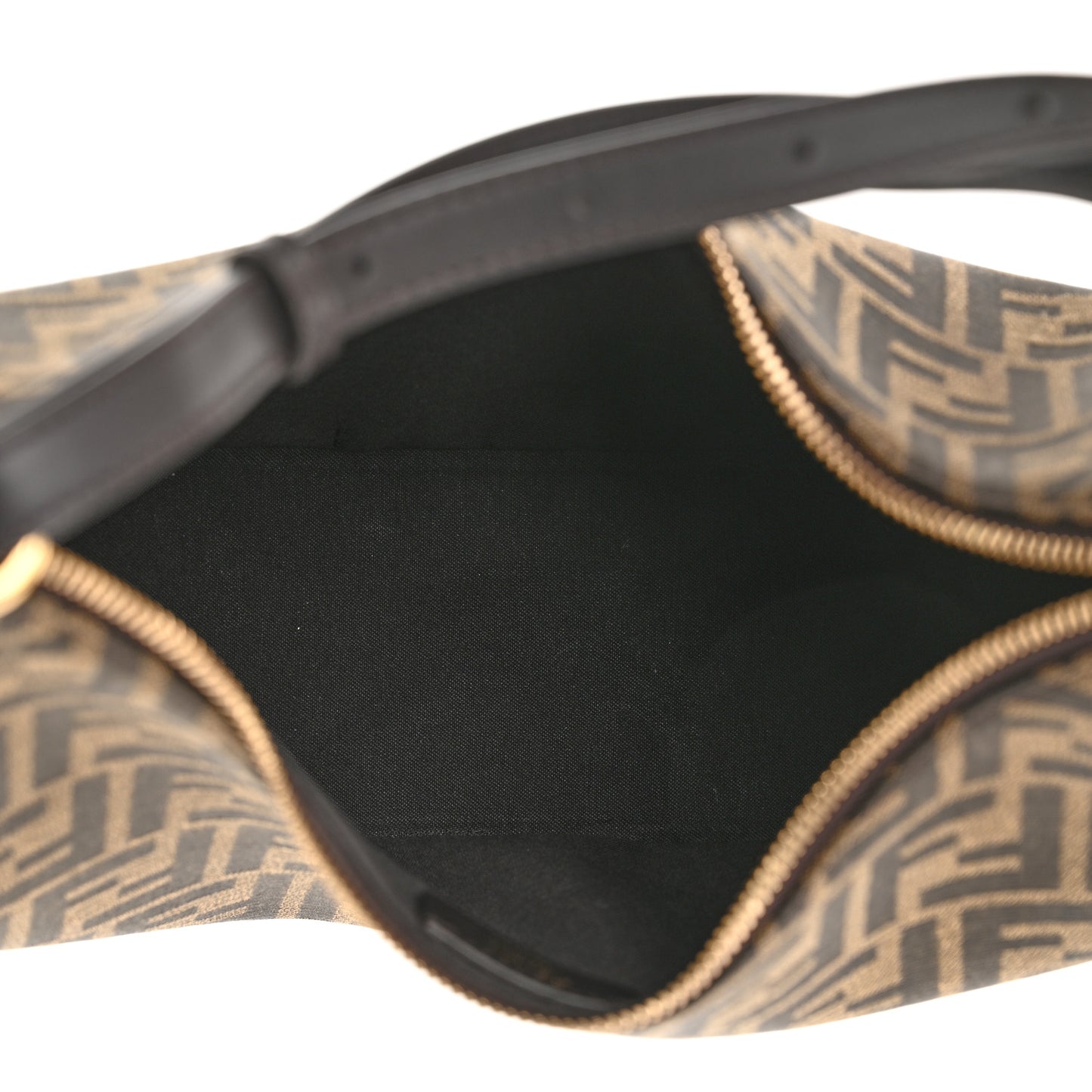 Fabric Jacquard Vitello Grace FF 1974 Small Fendigraphy Hobo Bag Tobacco Moro Ebano