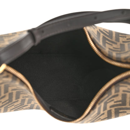Fendi Fabric Jacquard Vitello Grace FF 1974 Small Fendigraphy Hobo Bag Tobacco Moro Ebano 4 of 11