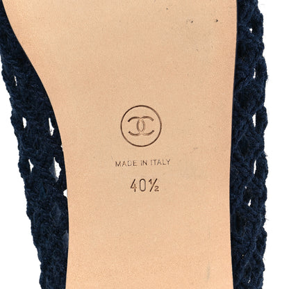 Chanel Raffia Braided CC Mocassin Loafers 40.5 Navy 6 of 8