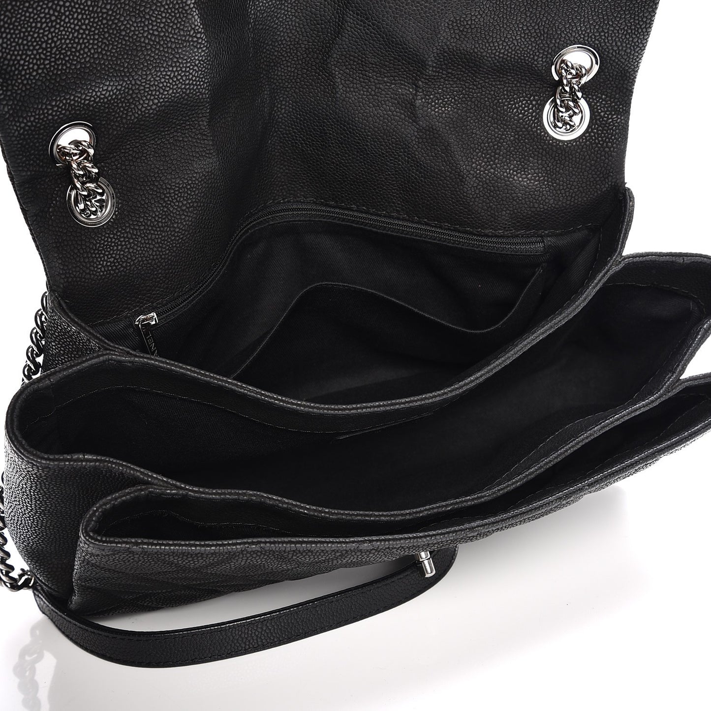 Iridescent Caviar Quilted Medium Lady Pearly Flap Black