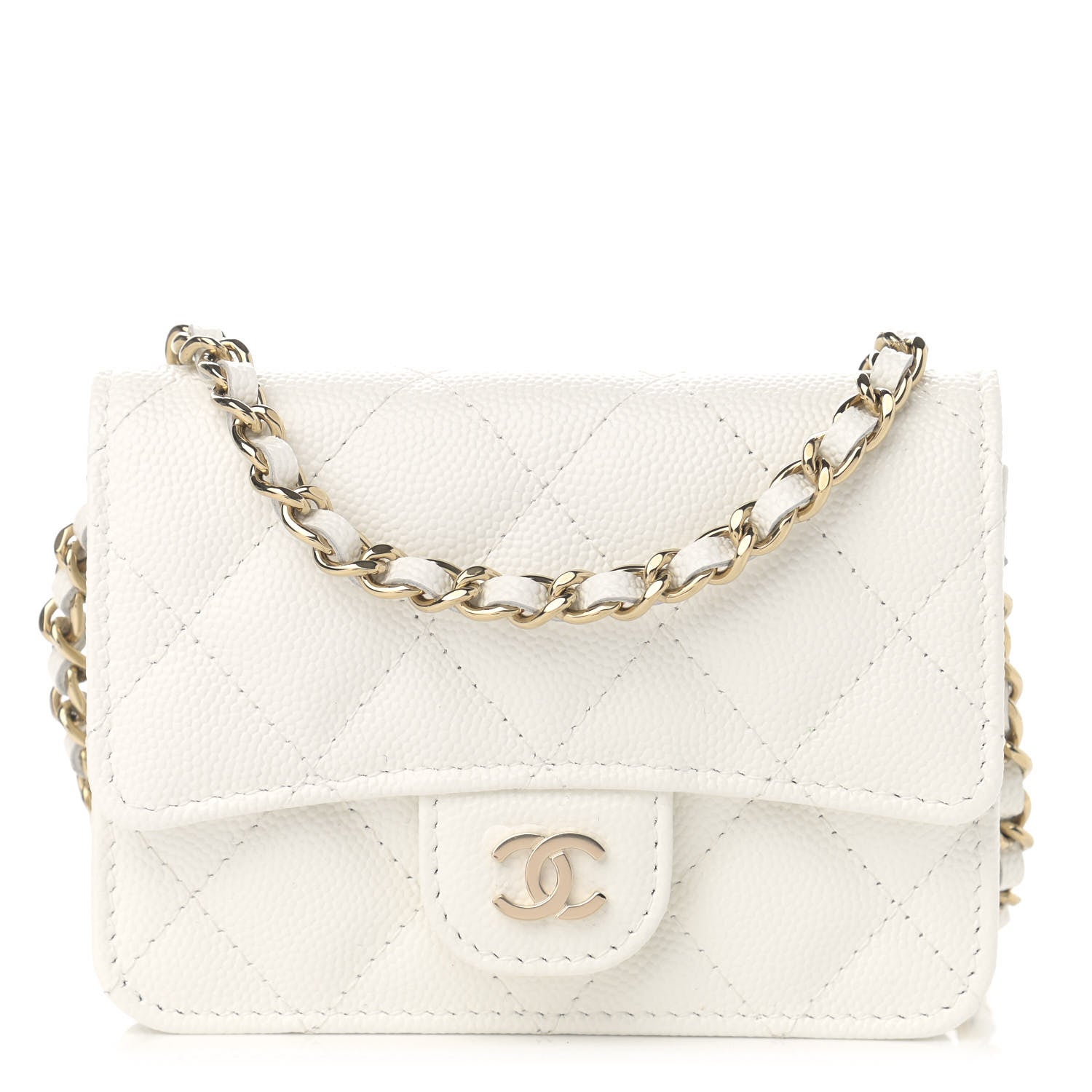 Chanel Caviar Quilted Mini Chain Bag White 1 of 12