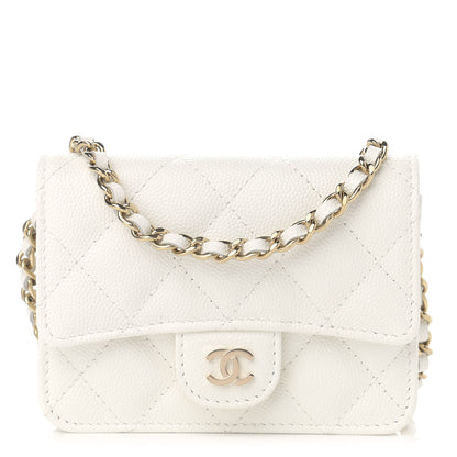 Chanel Caviar Quilted Mini Chain Bag White 1 of 12