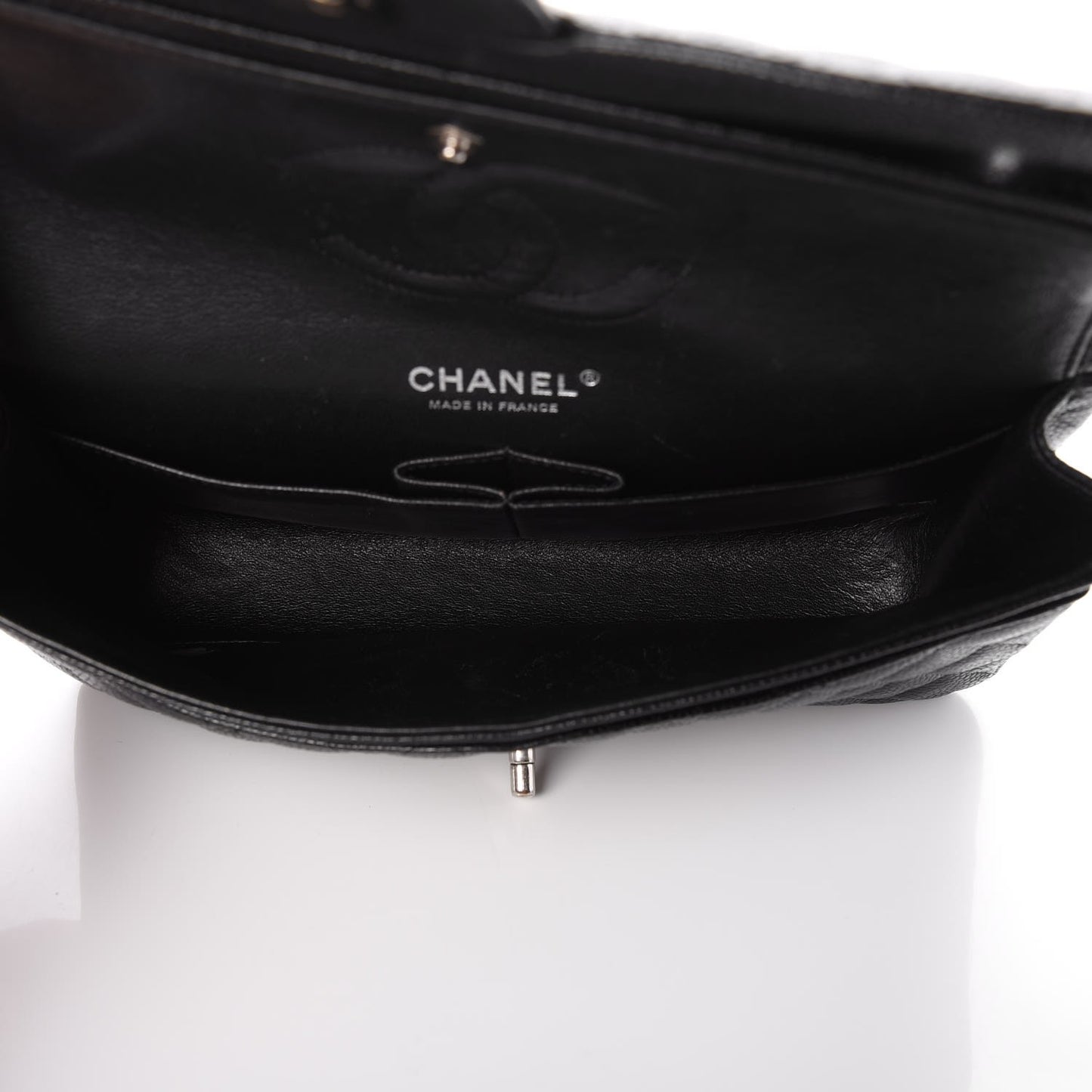 Caviar Quilted Medium Double Flap Black