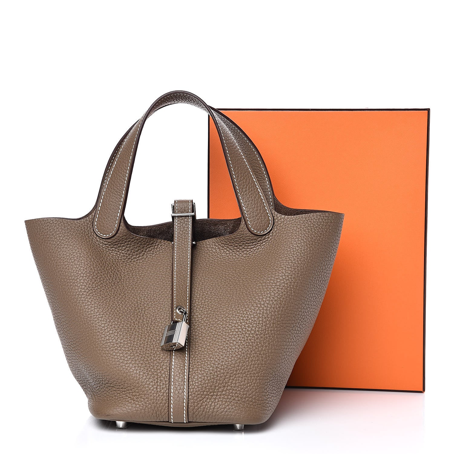 Hermes Taurillon Clemence Picotin Lock 18 PM Etoupe 12 of 12