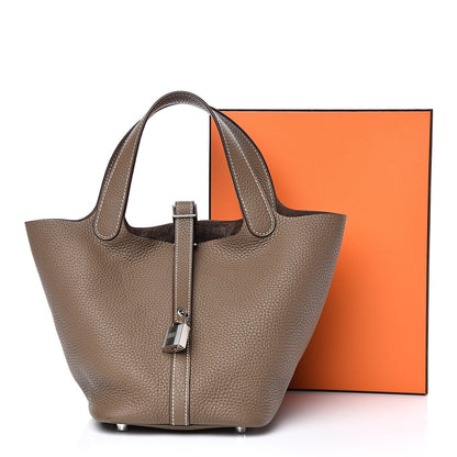 Hermes Taurillon Clemence Picotin Lock 18 PM Etoupe 12 of 12