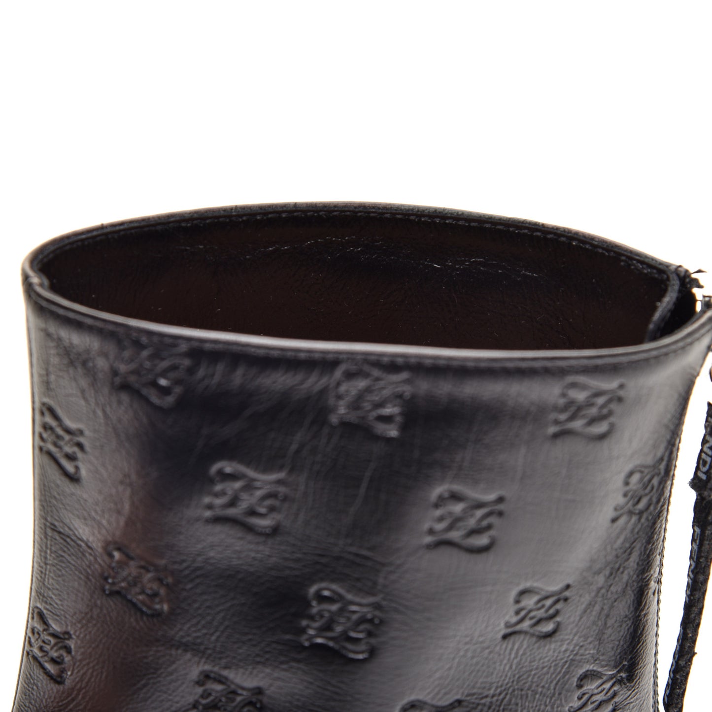 Vitello Karligraphy Embossed FFreedom Ankle Boots 39 Black