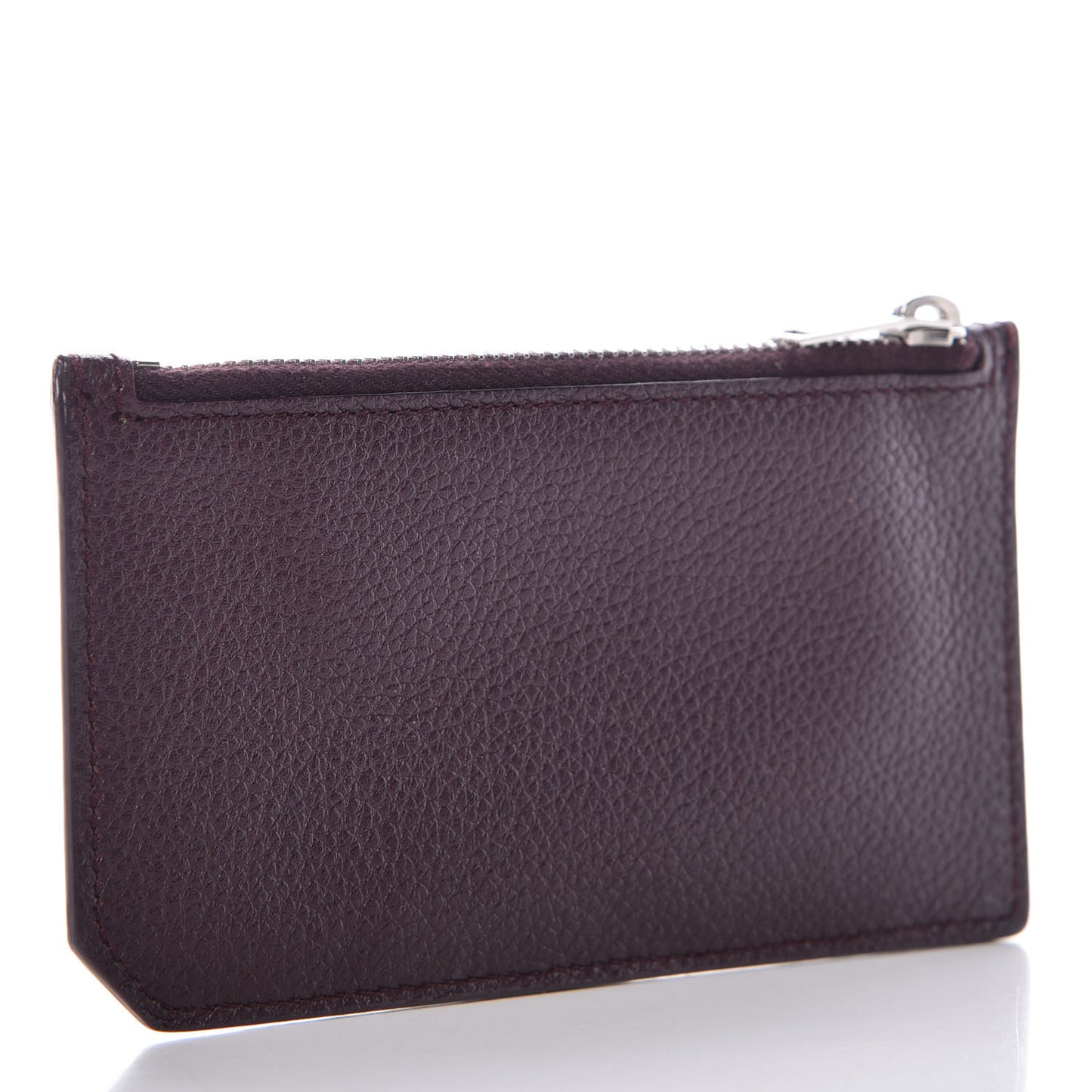 Grained Calfskin 5 Fragments Zip Pouch Card Holder Amaranto