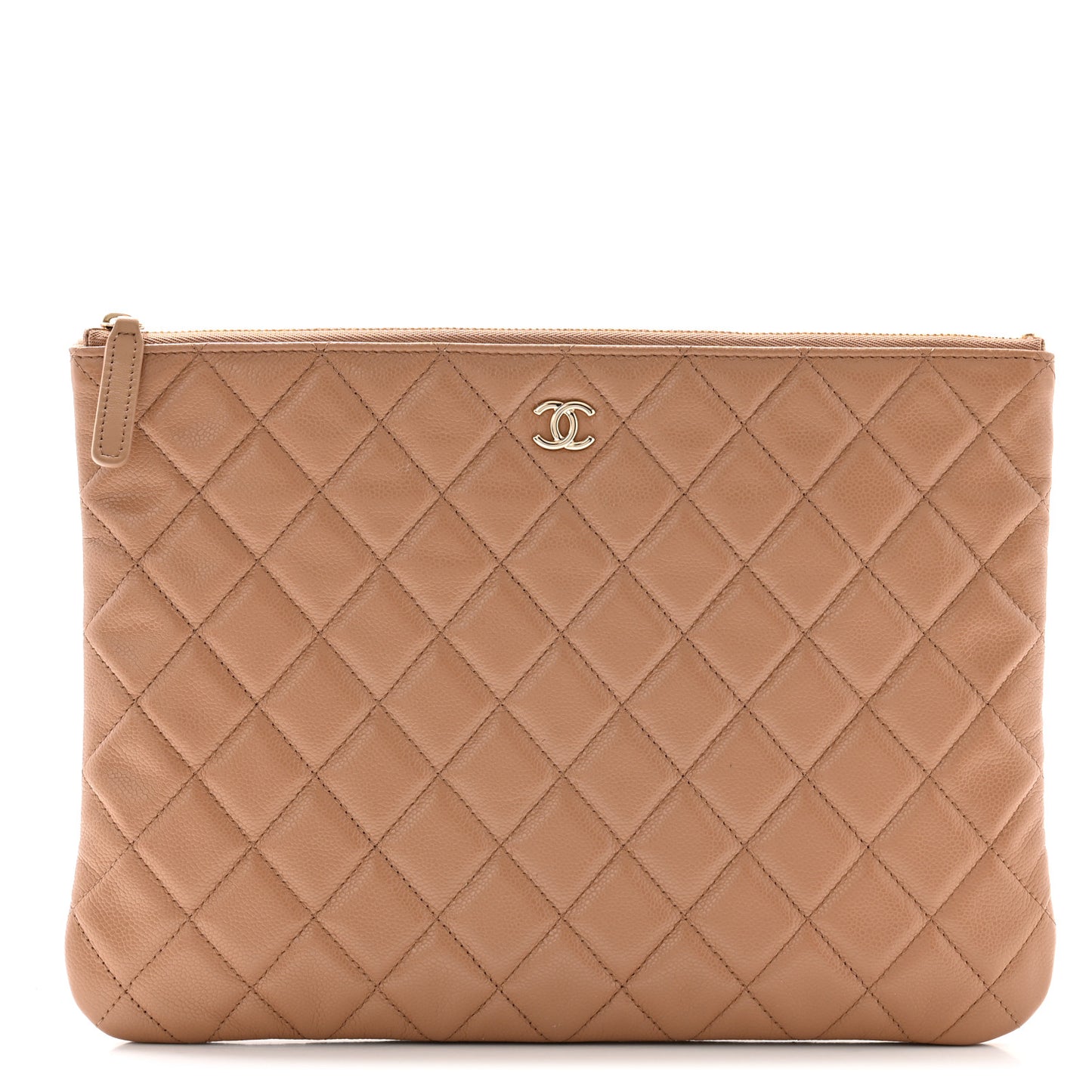 Caviar Quilted Medium Cosmetic Case Beige