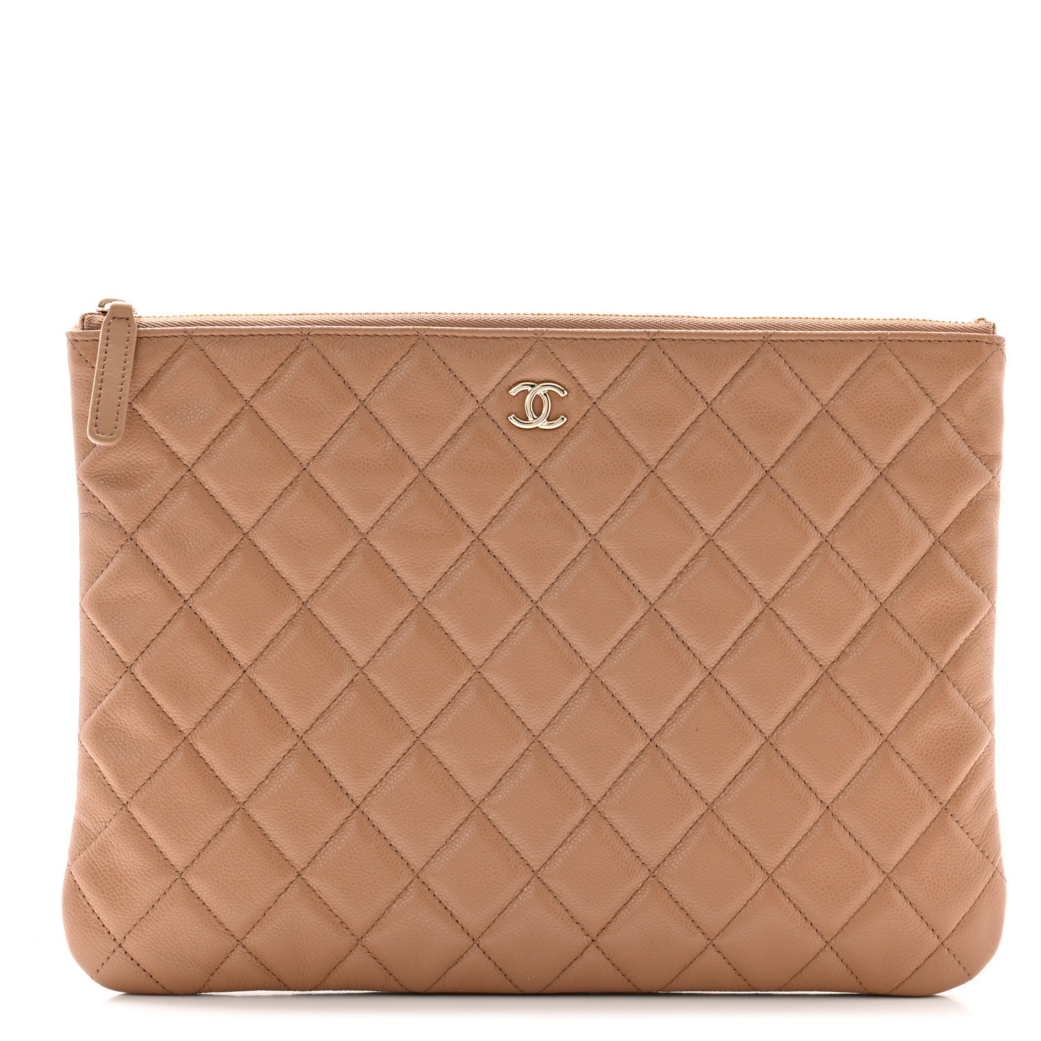 Chanel Caviar Quilted Medium Cosmetic Case Beige 1 of 8