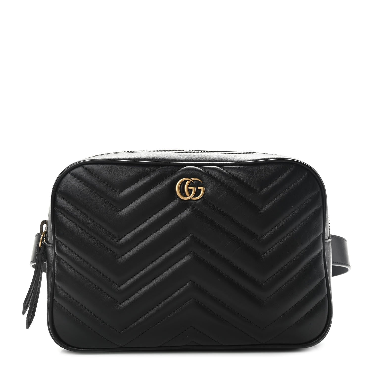Gucci Calfskin Matelasse Mens GG Marmont Belt Bag 80 32 Black 1 of 11