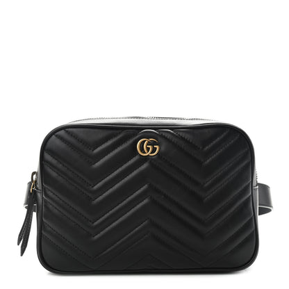Gucci Calfskin Matelasse Mens GG Marmont Belt Bag 80 32 Black 1 of 11