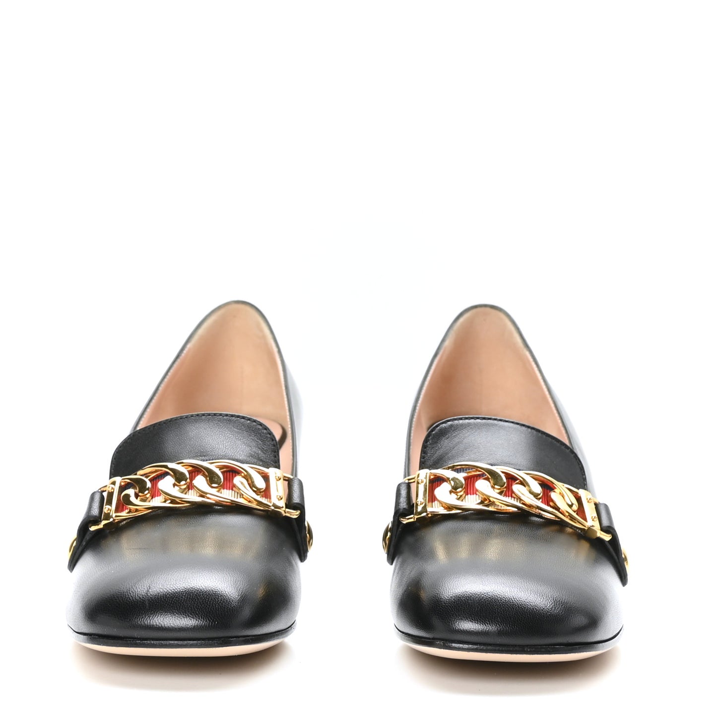 Malaga Kid Sylvie Web Chain Mid Heel Loafers 36 Black