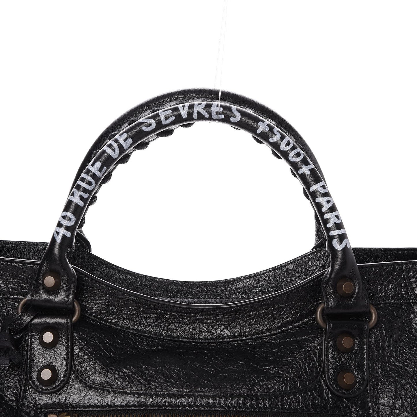 Agneau Arena Graffiti Short Strap Classic Hardware City Black White