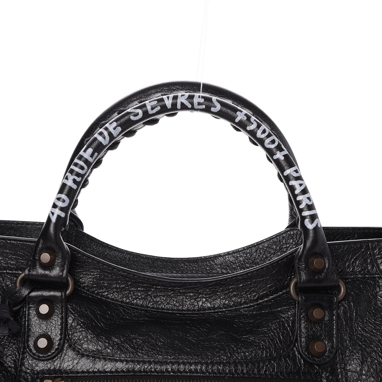 Balenciaga Agneau Arena Graffiti Short Strap Classic Hardware City Black White 9 of 10