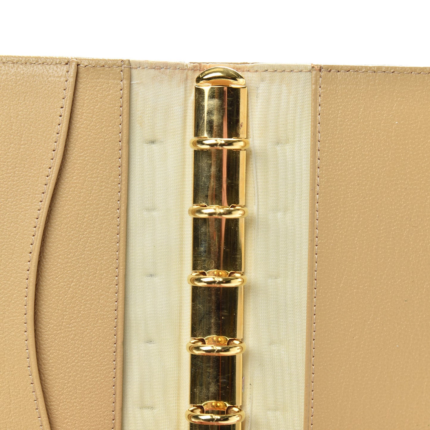 Goatskin Small Ring Agenda Planner Beige