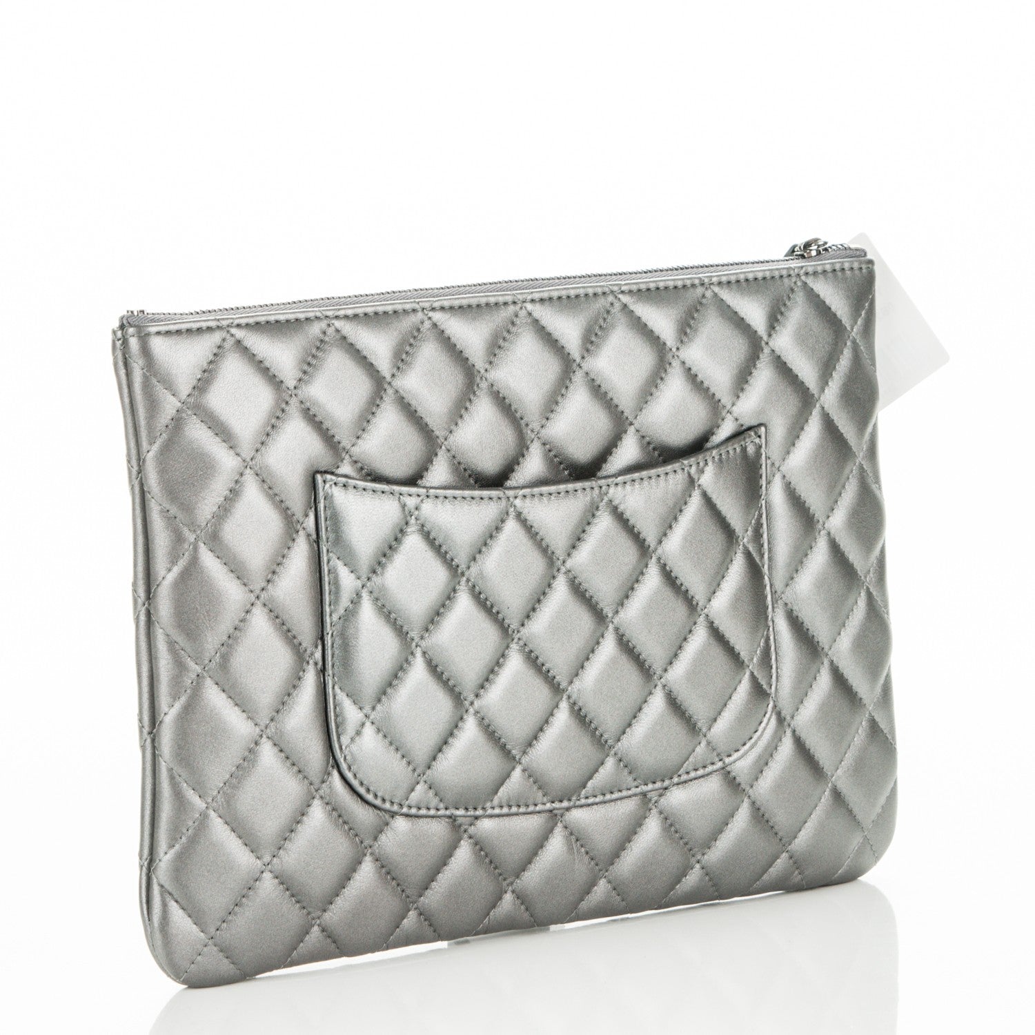 Chanel Metallic Lambskin Quilted Medium Cosmetic Case Silver 3 of 6