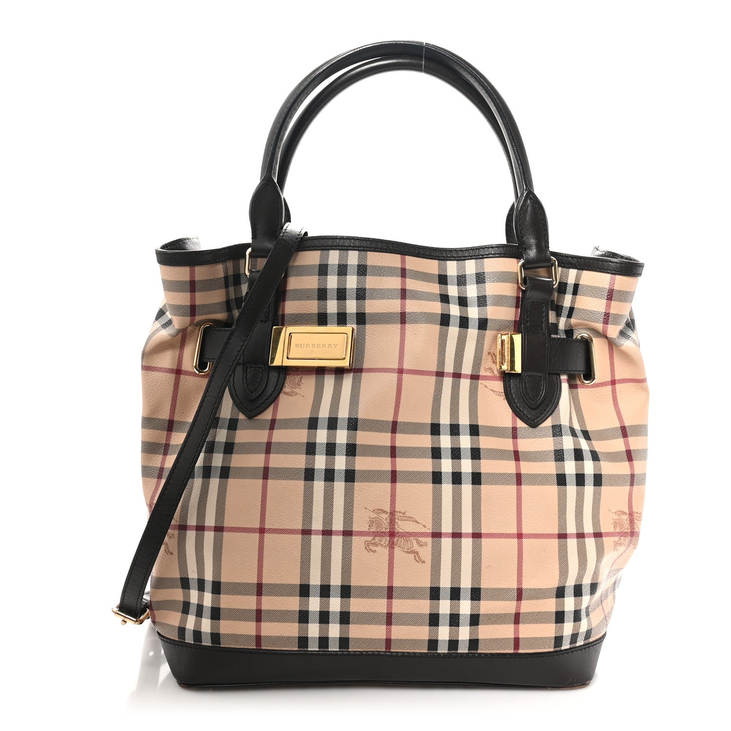 Burberry Haymarket Check Medium Golderton Tote Chocolate 1 of 11