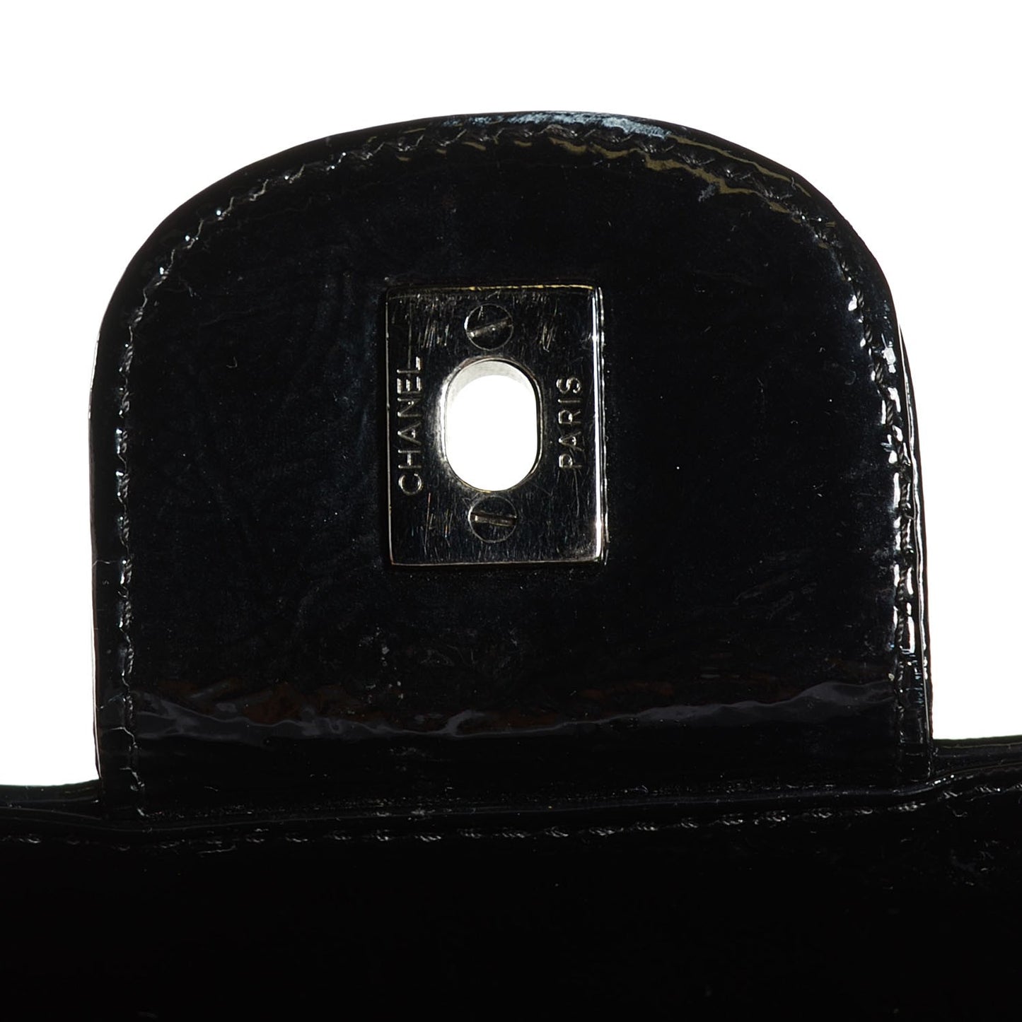 Patent Quilted Ritz Flap Bag Black