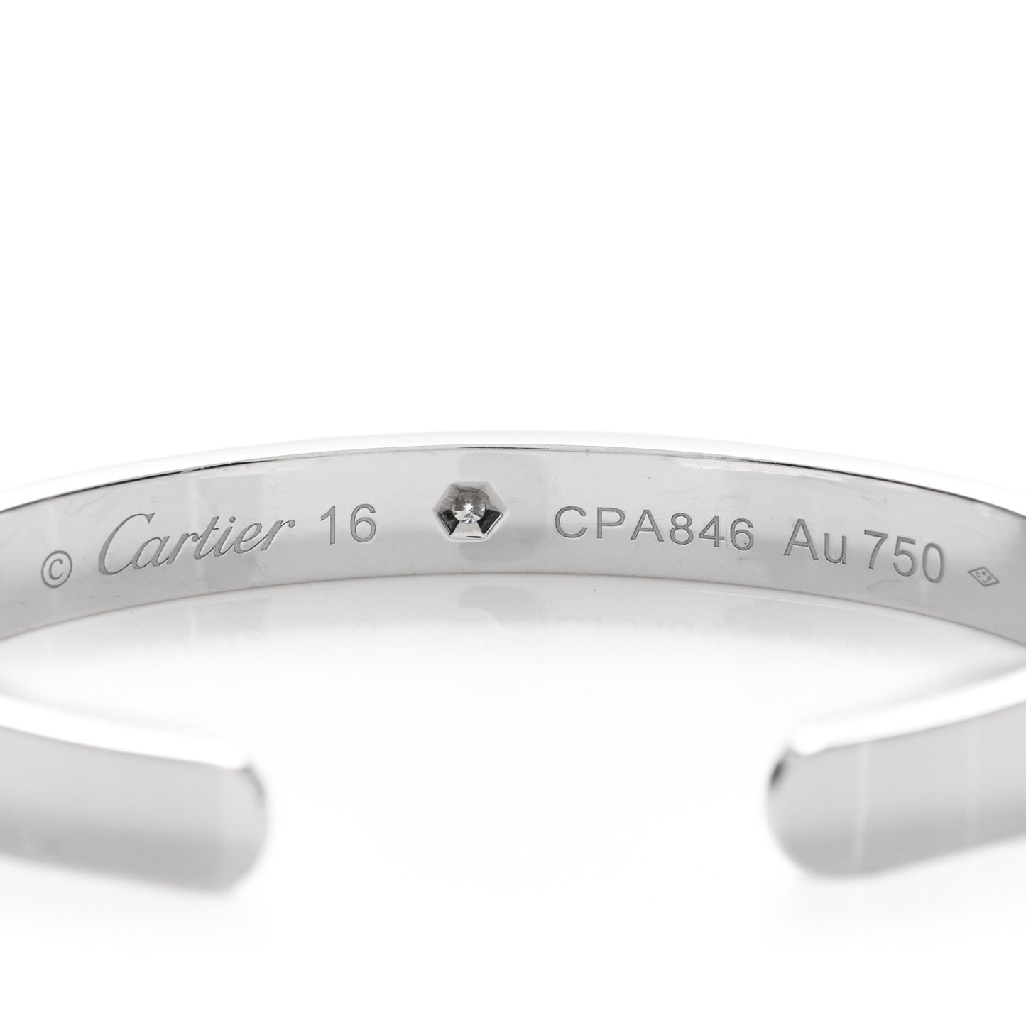 18K White Gold 1 Diamond LOVE Cuff Bracelet 16
