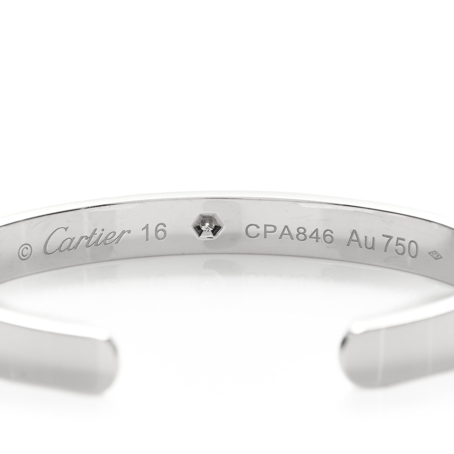 Cartier 18K White Gold 1 Diamond LOVE Cuff Bracelet 16 3 of 4