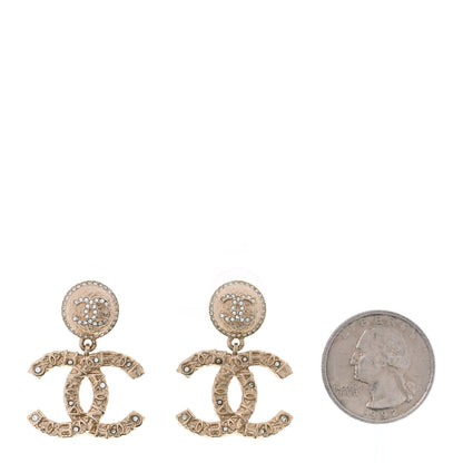 Chanel Crystal CC Drop Logo Earrings Gold 2 of 4