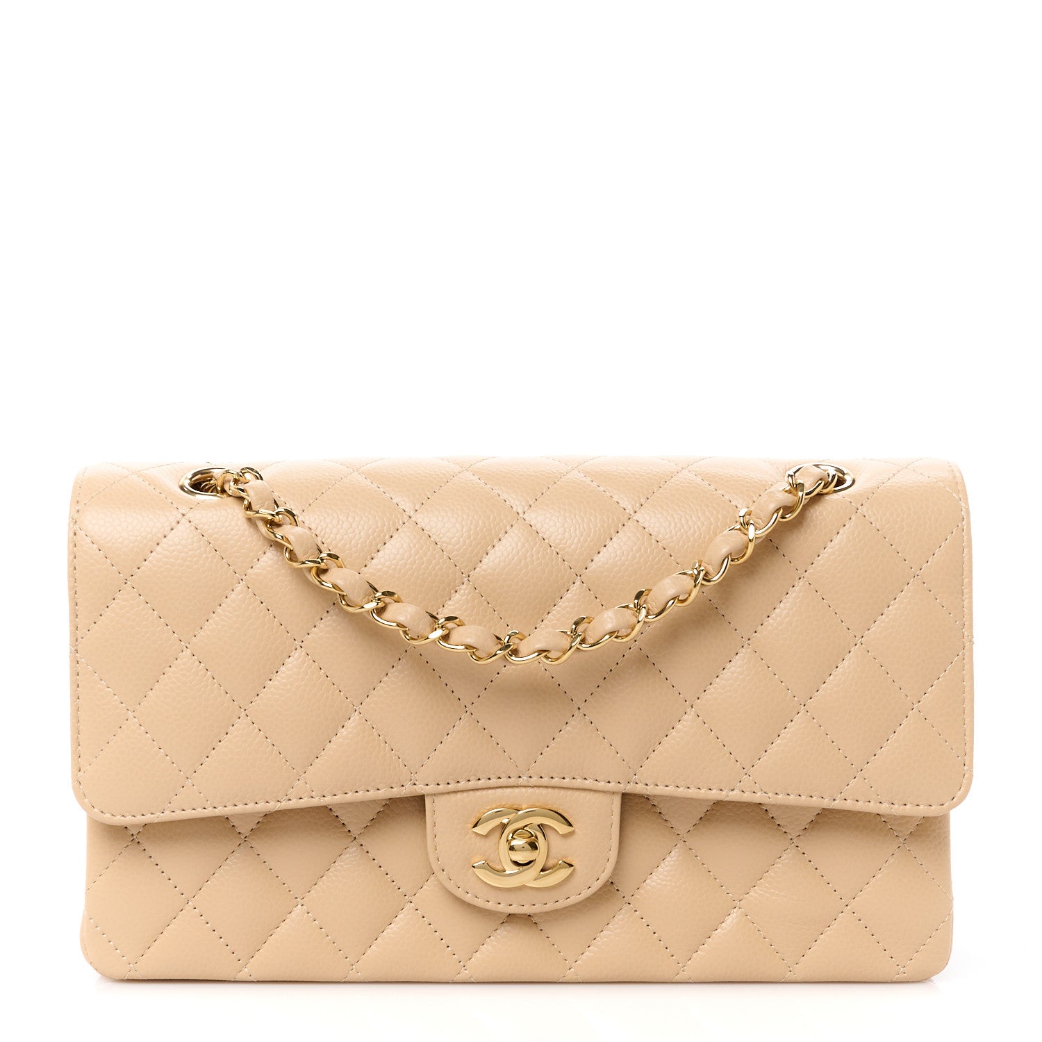 Chanel Caviar Quilted Medium Double Flap Beige 1 of 12