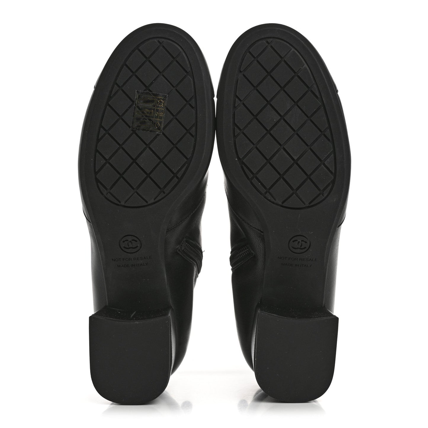 Stretch Lambskin Cap Toe CC Short Boots 38 Black