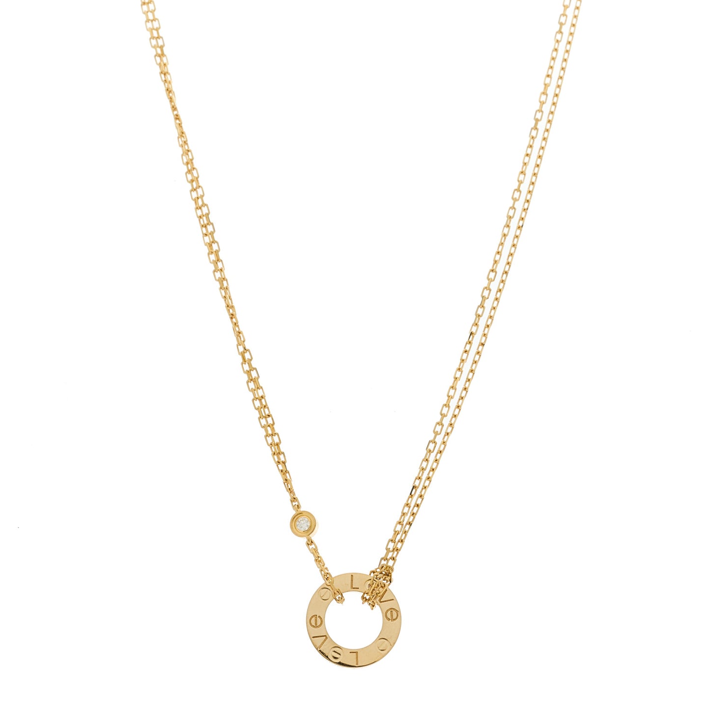 18K Yellow Gold 2 Diamond LOVE Necklace