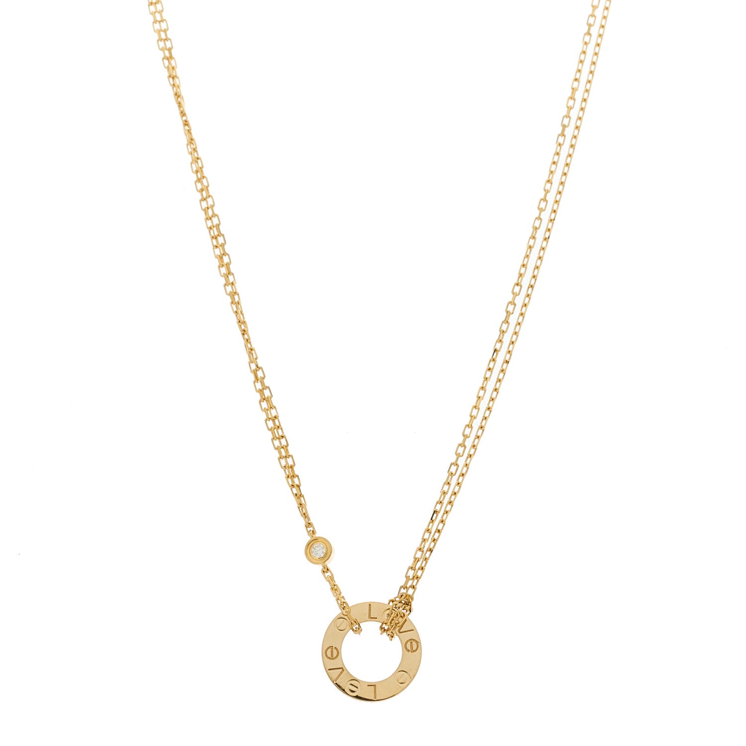 Cartier 18K Yellow Gold 2 Diamond LOVE Necklace 1 of 5