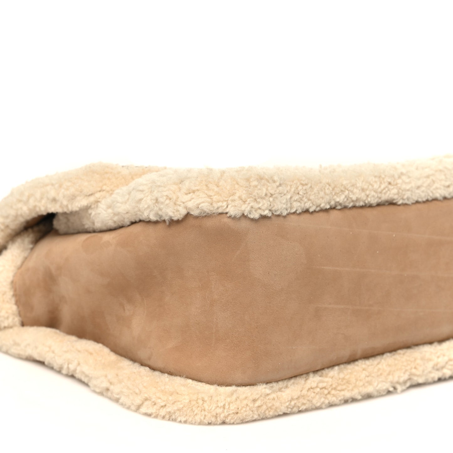 Nubuck Shearling Monogram Medium Niki Chain Satchel Ivory Natural Tan
