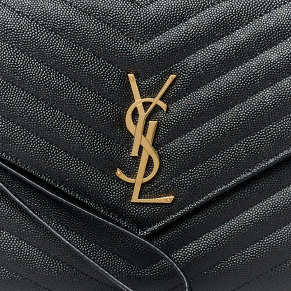 Saint Laurent Grain De Poudre Matelasse Chevron Monogram Envelope Clutch Black 8 of 11