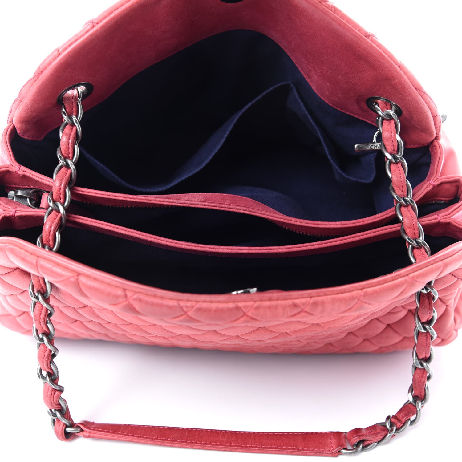 Chanel Iridescent Calfskin Quilted Large Just Mademoiselle Bowling Red 5 of 16