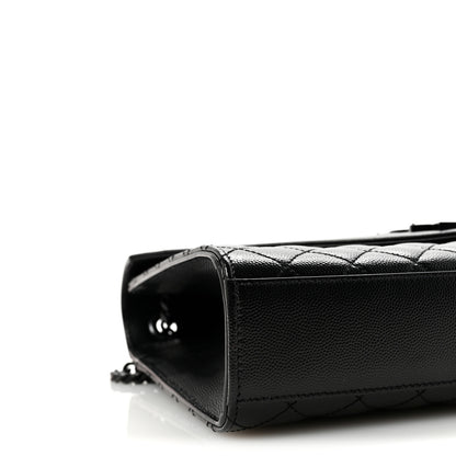 Saint Laurent Grain De Poudre Textured Mixed Matelasse Large Triquilt Monogram Monochrome Satchel Black 8 of 9