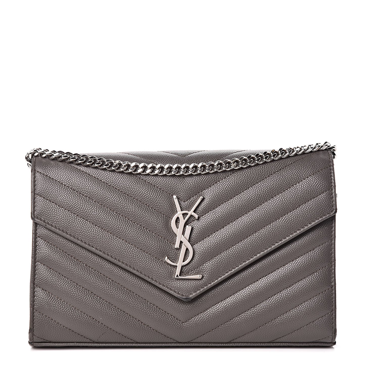 Grain De Poudre Matelasse Chevron Monogram Chain Wallet Earth