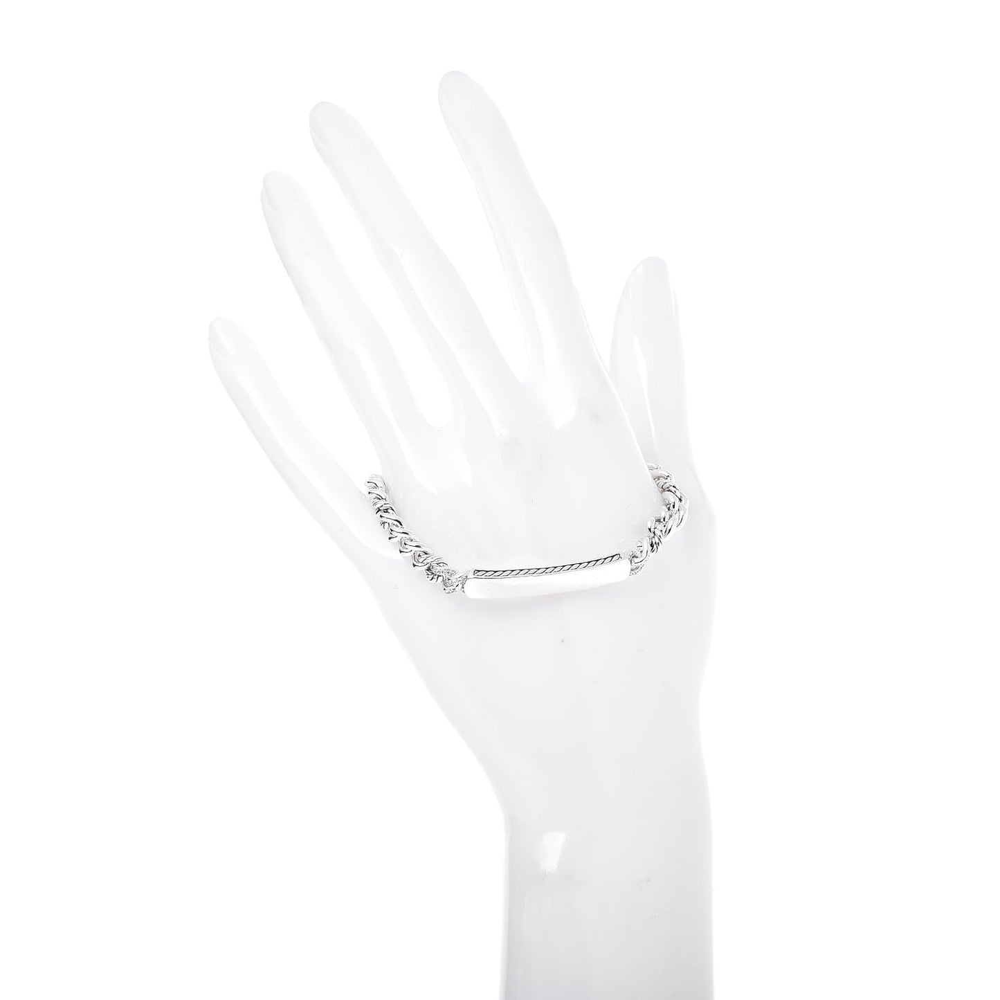 Sterling Silver Diamond 7mm Petite Pave Curb Link ID Bracelet