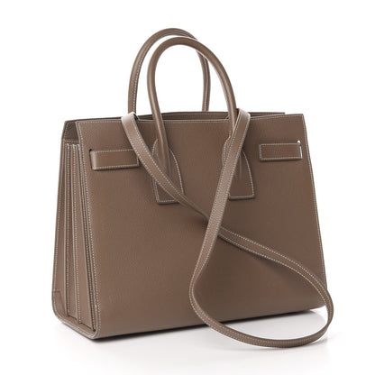 Saint Laurent Grained Calfskin Topstitch Small Classic Sac De Jour Taupe 3 of 9