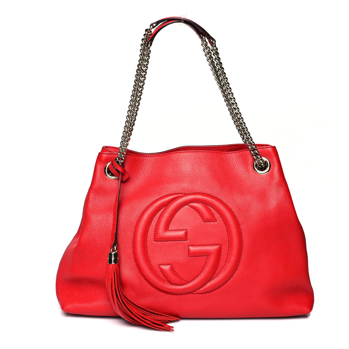Pebbled Calfskin Medium Soho Chain Shoulder Bag Tabasco Red
