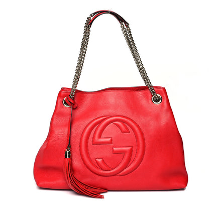 Gucci Pebbled Calfskin Medium Soho Chain Shoulder Bag Tabasco Red 1 of 10