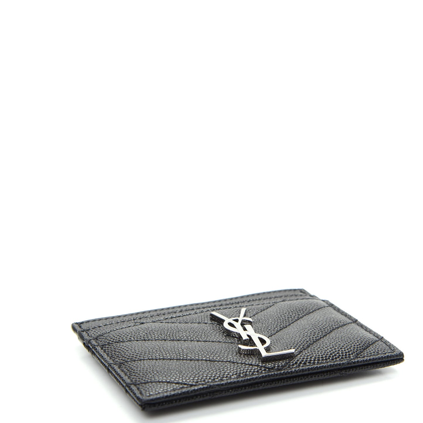 Grain De Poudre Matelasse Chevron Monogram Credit Card Case Black