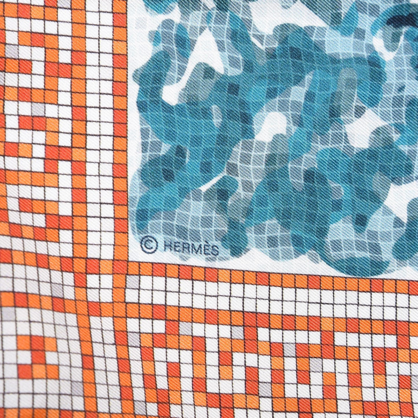 Silk A Beverly Hills Scarf 90 Orange Bleu Blanc