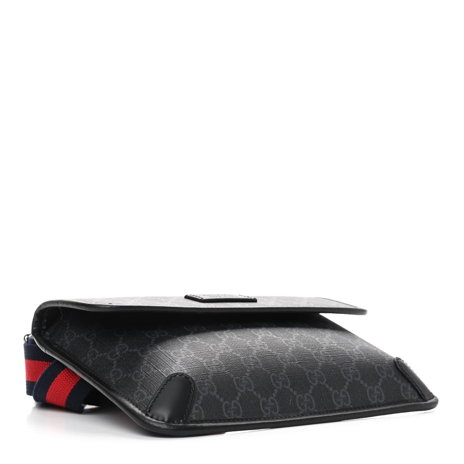 Gucci GG Supreme Monogram Web Slim Belt Bag Black Grey 4 of 9