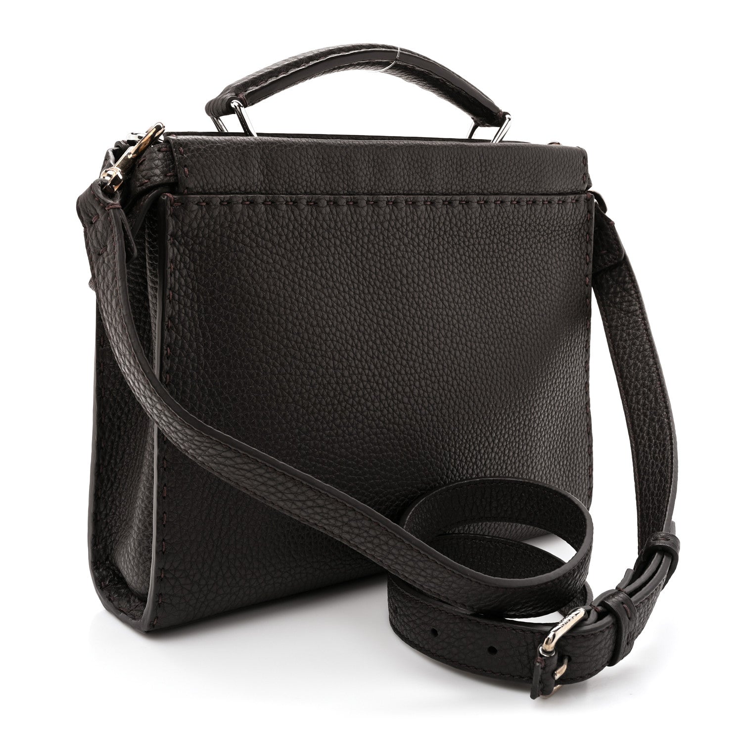 Fendi Calfskin Romano Selleria Mini Peekaboo Iconic Fit Satchel Brown 2 of 10