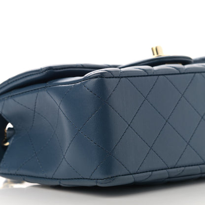 Chanel Lambskin Quilted Mini Rectangular Flap Dark Blue 9 of 10